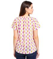 ZWILLINGSHERZ Kleiner Hummer Damen Sommer-Bluse Tunika-Shirt mit kurzen Ärmeln 33337-90 Orange/Pink/Weiß