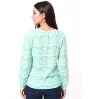 ZWILLINGSHERZ Damen Baumwoll-Bluse Sommer-Bluse Tunika-Shirt 33236-88 Grün/Weiß/Blau