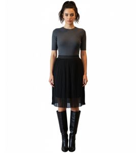 ZEGY women's pleated skirt, simple summer skirt, midi skirt 1052 Black