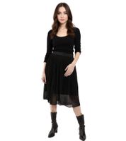 ZEGY Damen Plissee-Rock schlichter Sommer-Rock Midi-Rock 1052 Schwarz