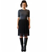 ZEGY Damen Plissee-Rock schlichter Sommer-Rock Midi-Rock 1052 Schwarz
