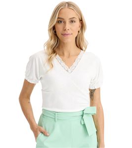 T-shirt femme à motifs décoratifs, manches courtes (944192), blanc