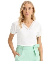 Women's T-Shirt with Decorative Elements, Short-Sleeved Shirt 944192 White