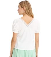 Women's T-Shirt with Decorative Elements, Short-Sleeved Shirt 944192 White