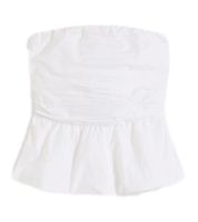 Women's Summer Blouse with Off-Shoulder and Balloon Hem Off-Shoulder Shirt 948494 White