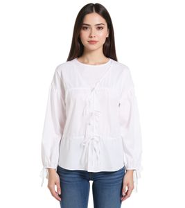 Chemisier d'été à nouer pour femme, cardigan d'été, chemise d'été 943358 Blanc