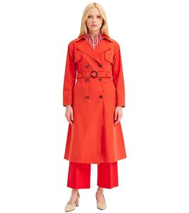 Damen Mantel im Trenchcoat-Stil mit abnehmbaren Ärmeln Business-Jacke 903663 Rot