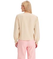 Damen Longsleeve mit V-Ausschnitt Satin-Tunika Alltags-Pullover 946373 Beige