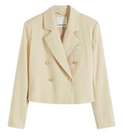 Stylish short blazer for women with decorative buttons. Evening blazer, business blazer, 950017 Beige