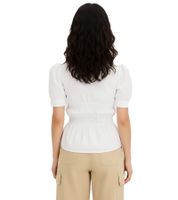 Damen Bluse mit Puffärmeln Baumwoll-Bluse Sommer-Top Kurzarm-Shirt 961520 Weiß