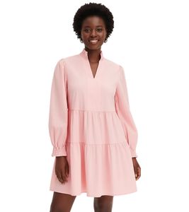 Robe évasée à volants avec encolure et ourlet smockés, mini-robe en coton 956565 Rose