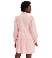 Robe évasée à volants avec encolure et ourlet smockés, mini-robe en coton 956565 Rose
