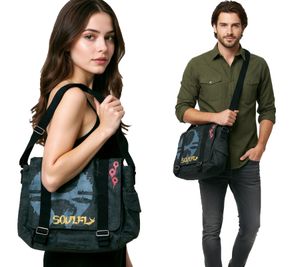 Borsa a tracolla Soulfly Metal Band con logo ricamato, accessorio in cotone nero