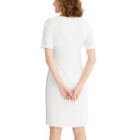 elegantes Damenkleid mit schwarzen Seitenstreifen V-Ausschnitt Tailliertes Business Kleid 927619 Weiß