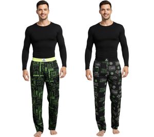 Pantaloni da pigiama RE:COVERED X XBOX Series X da uomo, eleganti pantaloni da pigiama in nero/verde o nero/verde neon