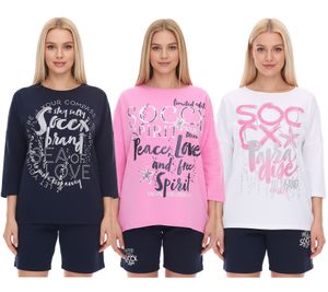 Felpa girocollo oversize da donna SOCCX by Carina - Maglione per tutti i giorni in blu, bianco o rosa