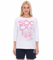 Sweat-shirt oversize à col rond SOCCX by Carina pour femme - Pull du quotidien en bleu, blanc ou rose