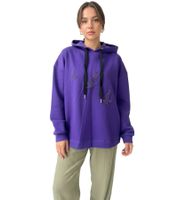 ZEGY Damen Hoodie Kapuzen-Pullover mit Vögel-Verzierungen Baumwoll-Pullover Sweater 1074 in Blau, Navy, Lila, Helllila