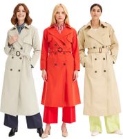 stilvoller Damen Mantel im Trenchcoat-Stil mit Reverskragen Business-Jacke in Khaki, Beige oder Rot