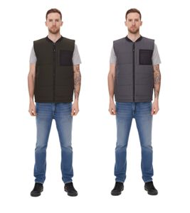 11 PROJECT PURlle Herren Puffer-Weste mit Steppung Lifestyle-Weste 20715253 in Grau und Dunkelgrün