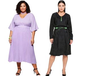 sheego women's summer dress, knee-length dress, evening dress, plus sizes, in black or purple