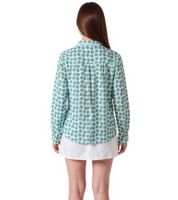 ZWILLINGSHERZ Pünktchen Damen Sommer-Bluse mit Polka Dots Muster Tunika-Shirt mit Quaste oder Ohne in Grün oder Blau