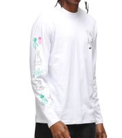 RE:COVERED X Nickelodeon - Camisa de manga larga para hombre con varios estampados de Bob Esponja, de algodón, con cuello redondo, en blanco
