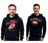 Felpa con cappuccio da uomo U.S. SPORT AMERICA con motivo a football, pullover in cotone, felpa casual in nero o blu scuro