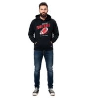 Felpa con cappuccio da uomo U.S. SPORT AMERICA con motivo a football, pullover in cotone, felpa casual in nero o blu scuro