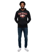 Felpa con cappuccio da uomo U.S. SPORT AMERICA con motivo a football, pullover in cotone, felpa casual in nero o blu scuro