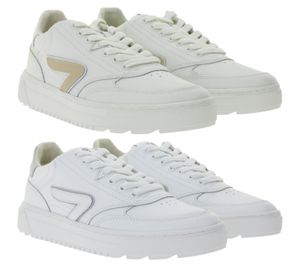 HUB Duke Women's Terry-Lined Genuine Leather Sneakers W50008L31-L10 in White/Beige or White/Gray