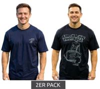 Pack de 2 camisetas básicas de algodón U.S. SPORT AMERICA para hombre, con cuello redondo y manga corta, en azul/negro, negro/blanco o azul/blanco