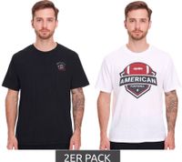 Pack de 2 camisetas básicas de algodón U.S. SPORT AMERICA para hombre, con cuello redondo y manga corta, en azul/negro, negro/blanco o azul/blanco