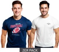 Pack de 2 camisetas básicas de algodón U.S. SPORT AMERICA para hombre, con cuello redondo y manga corta, en azul/negro, negro/blanco o azul/blanco