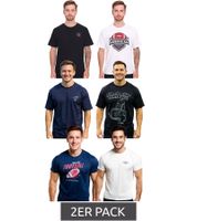 Pack de 2 camisetas básicas de algodón U.S. SPORT AMERICA para hombre, con cuello redondo y manga corta, en azul/negro, negro/blanco o azul/blanco