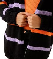 Cardigan da donna Aniston CASUAL: Cardigan alla moda con chiusura a bottoni e righe a contrasto in beige/blu/verde o nero/arancione/viola