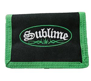 Sublime Stylish Band Wallet with Logo Print - Black/Green