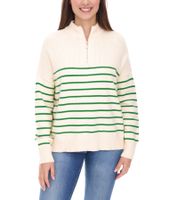 Aniston CASUAL Damen Strick-Pullover gestreifter Alltags-Pullover Langarm-Shirt in Rosa/Weiß und Beige/Grün