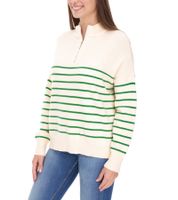 Aniston CASUAL Damen Strick-Pullover gestreifter Alltags-Pullover Langarm-Shirt in Rosa/Weiß und Beige/Grün