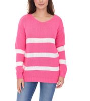 Aniston CASUAL Damen Strick-Pullover gestreifter Alltags-Pullover Langarm-Shirt in Rosa/Weiß und Beige/Grün