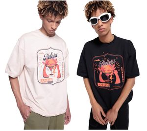 DWD Studioz Ipanema Men's Crew Neck T-Shirt with Large Front Print, 340 g/m², in Black or Beige
