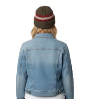 Trust Co Unisex Crochet Winter Hat, Soft Knit Hat with Stripes, Cotton Hat, Navy/White, Brown/White, Khaki/White, or Navy/Red
