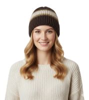 Trust Co Unisex Crochet Winter Hat, Soft Knit Hat with Stripes, Cotton Hat, Navy/White, Brown/White, Khaki/White, or Navy/Red