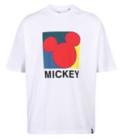 T-shirt homme RE:COVERED X Disney, différents styles et imprimés Mickey Mouse, col rond en coton, blanc, noir, violet et bleu