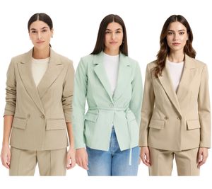 Elegante blazer de noche para mujer, blazer de otoño, blazer de negocios, blazer de algodón en caqui o menta
