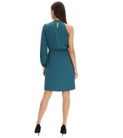 Robe midi asymétrique en satin brillant vert pour femme 925469