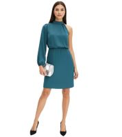 Robe midi asymétrique en satin brillant vert pour femme 925469