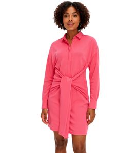 Mini-robe élégante pour femme, robe d'été à col chemise et manches chauve-souris, 934479 Rose