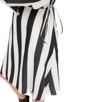 Magnifique robe rayée pour femme, robe portefeuille à col en V, robe midi 978829, noir/blanc
