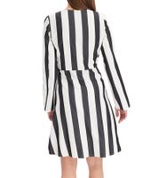 Magnifique robe rayée pour femme, robe portefeuille à col en V, robe midi 978829, noir/blanc